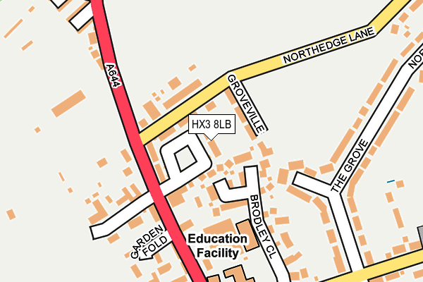 HX3 8LB map - OS OpenMap – Local (Ordnance Survey)