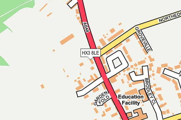 HX3 8LE map - OS OpenMap – Local (Ordnance Survey)