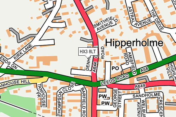 HX3 8LT map - OS OpenMap – Local (Ordnance Survey)