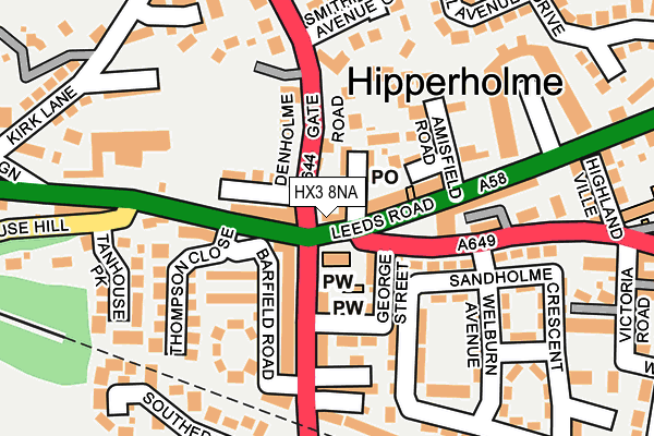 HX3 8NA map - OS OpenMap – Local (Ordnance Survey)