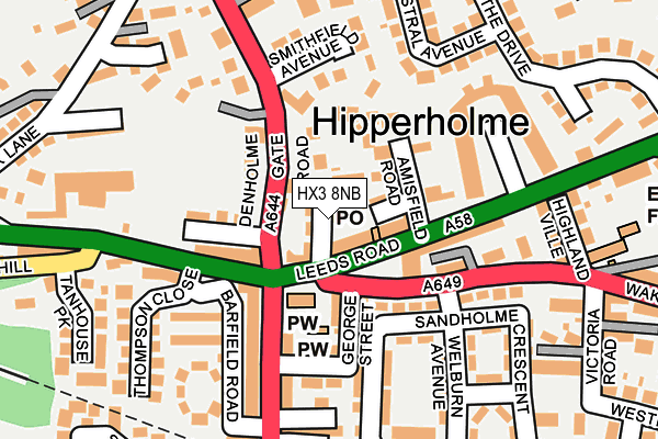 HX3 8NB map - OS OpenMap – Local (Ordnance Survey)