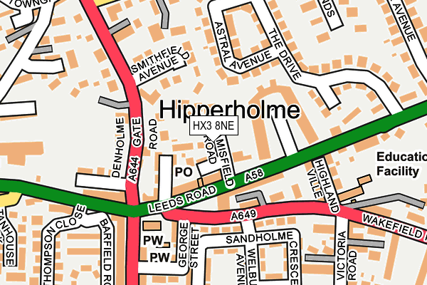 HX3 8NE map - OS OpenMap – Local (Ordnance Survey)