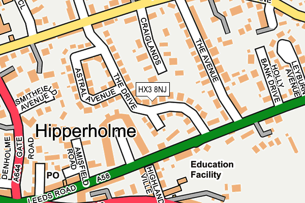 HX3 8NJ map - OS OpenMap – Local (Ordnance Survey)