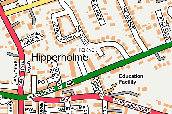 HX3 8NQ map - OS OpenMap – Local (Ordnance Survey)