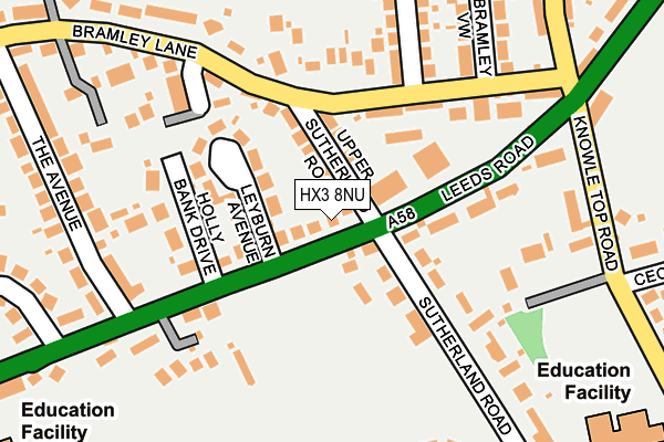 HX3 8NU map - OS OpenMap – Local (Ordnance Survey)