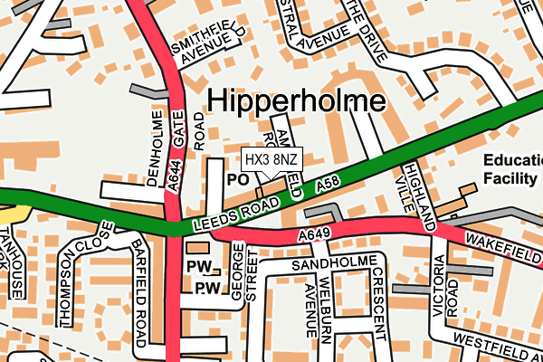 HX3 8NZ map - OS OpenMap – Local (Ordnance Survey)