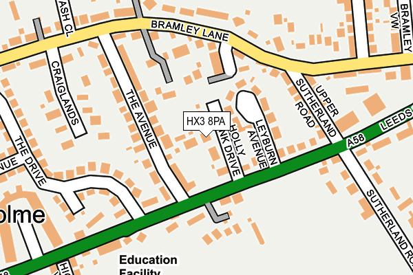 HX3 8PA map - OS OpenMap – Local (Ordnance Survey)