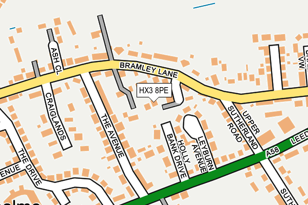 HX3 8PE map - OS OpenMap – Local (Ordnance Survey)
