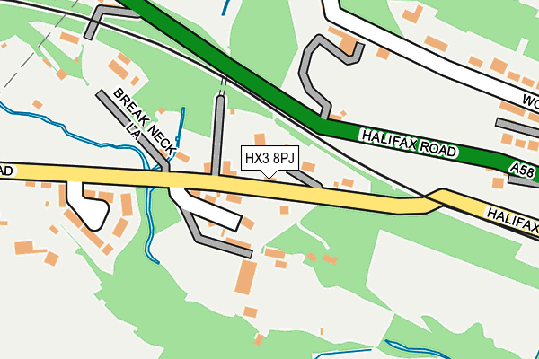 HX3 8PJ map - OS OpenMap – Local (Ordnance Survey)