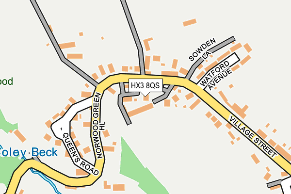 HX3 8QS map - OS OpenMap – Local (Ordnance Survey)