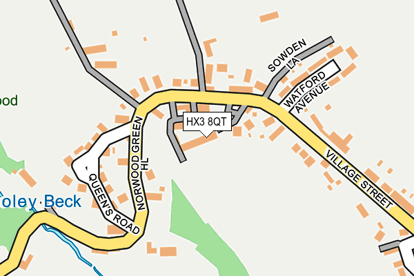 HX3 8QT map - OS OpenMap – Local (Ordnance Survey)