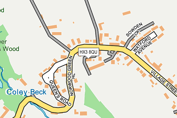 HX3 8QU map - OS OpenMap – Local (Ordnance Survey)