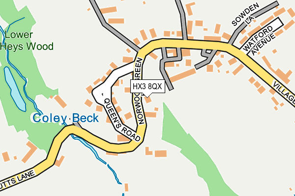 HX3 8QX map - OS OpenMap – Local (Ordnance Survey)