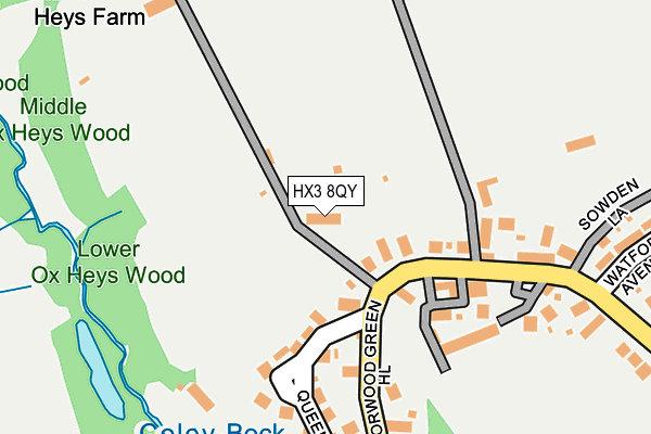 HX3 8QY map - OS OpenMap – Local (Ordnance Survey)