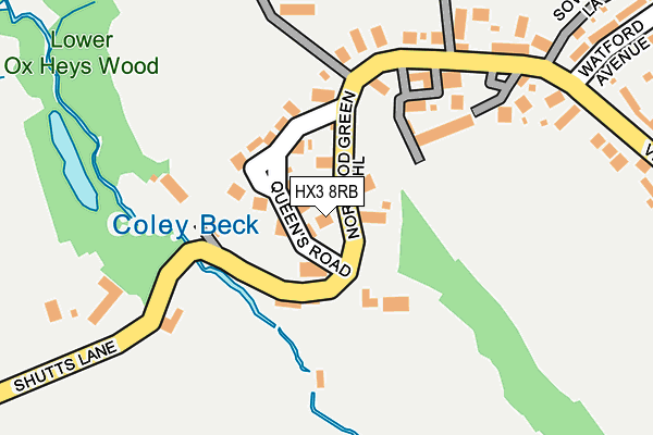 HX3 8RB map - OS OpenMap – Local (Ordnance Survey)