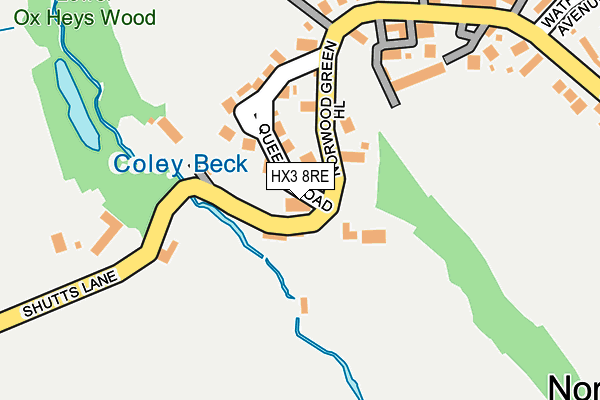 HX3 8RE map - OS OpenMap – Local (Ordnance Survey)