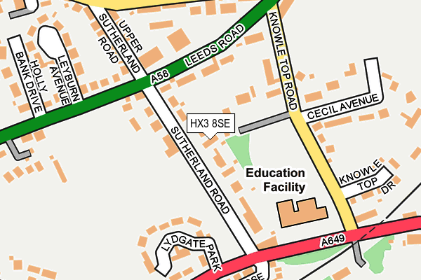 HX3 8SE map - OS OpenMap – Local (Ordnance Survey)