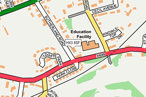 HX3 8SF map - OS OpenMap – Local (Ordnance Survey)