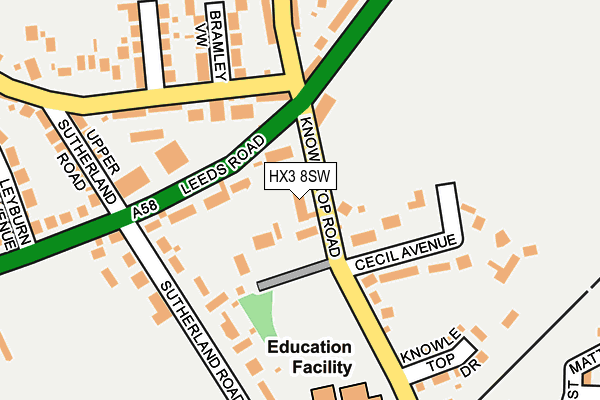 HX3 8SW map - OS OpenMap – Local (Ordnance Survey)