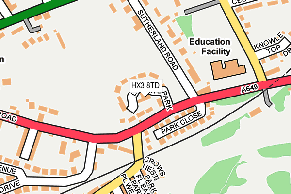 HX3 8TD map - OS OpenMap – Local (Ordnance Survey)