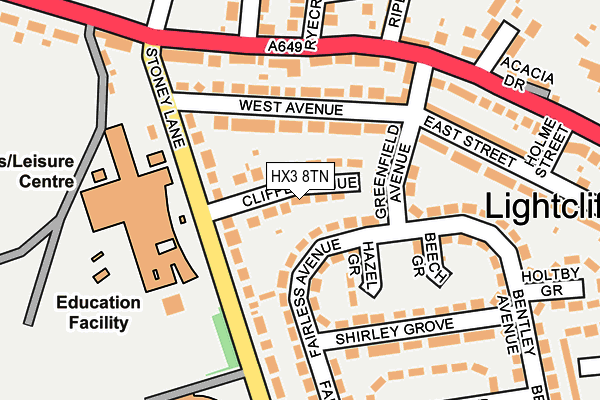 HX3 8TN map - OS OpenMap – Local (Ordnance Survey)