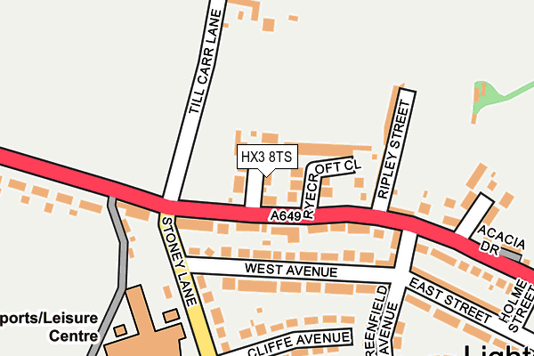 HX3 8TS map - OS OpenMap – Local (Ordnance Survey)