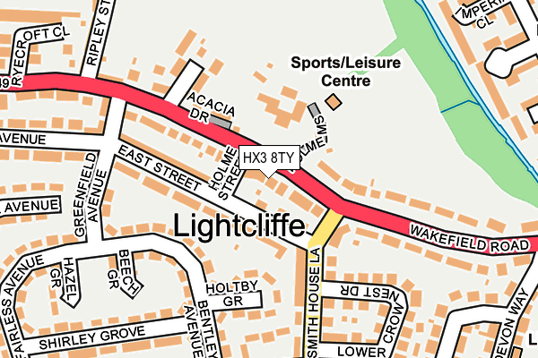 HX3 8TY map - OS OpenMap – Local (Ordnance Survey)