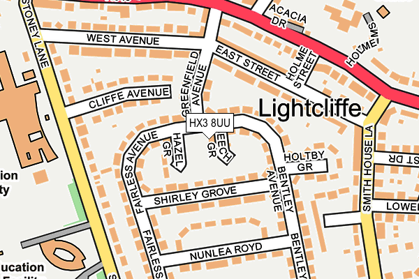 HX3 8UU map - OS OpenMap – Local (Ordnance Survey)