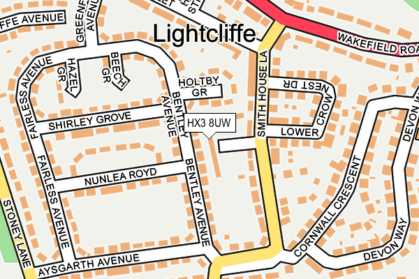 HX3 8UW map - OS OpenMap – Local (Ordnance Survey)