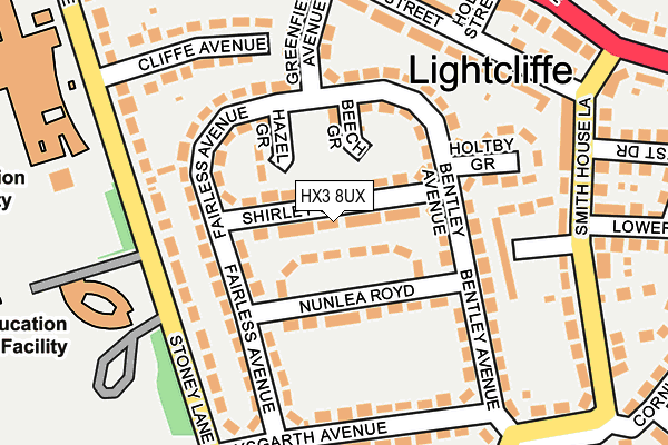 HX3 8UX map - OS OpenMap – Local (Ordnance Survey)