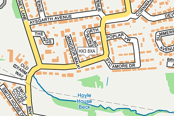 HX3 8XA map - OS OpenMap – Local (Ordnance Survey)