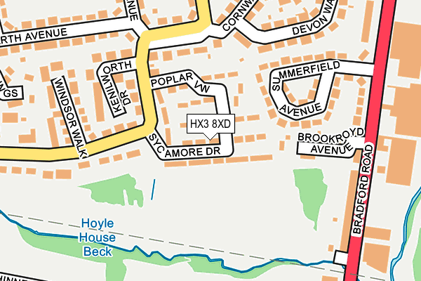 HX3 8XD map - OS OpenMap – Local (Ordnance Survey)