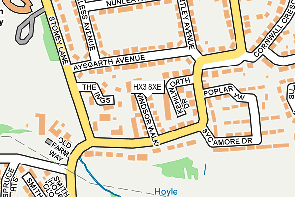 HX3 8XE map - OS OpenMap – Local (Ordnance Survey)