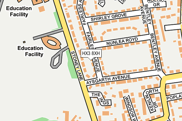 HX3 8XH map - OS OpenMap – Local (Ordnance Survey)