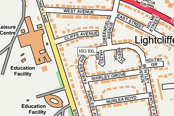 HX3 8XL map - OS OpenMap – Local (Ordnance Survey)