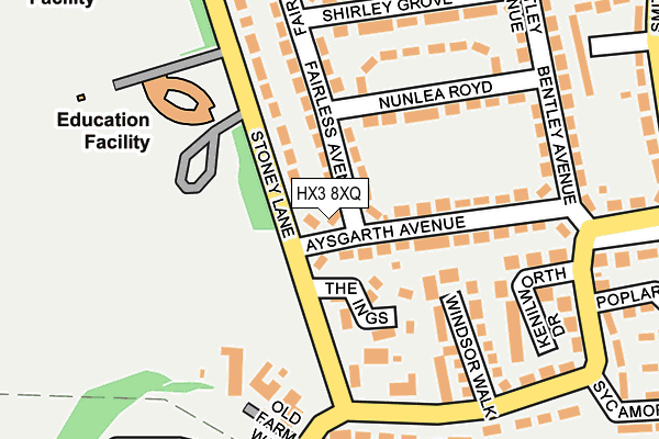 HX3 8XQ map - OS OpenMap – Local (Ordnance Survey)