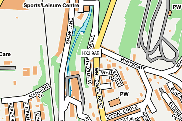 HX3 9AB map - OS OpenMap – Local (Ordnance Survey)