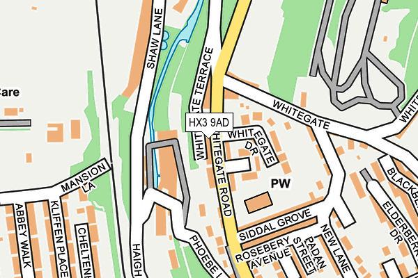 HX3 9AD map - OS OpenMap – Local (Ordnance Survey)