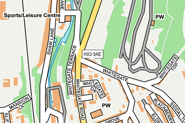 HX3 9AE map - OS OpenMap – Local (Ordnance Survey)