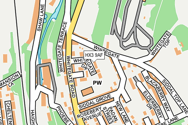 HX3 9AF map - OS OpenMap – Local (Ordnance Survey)
