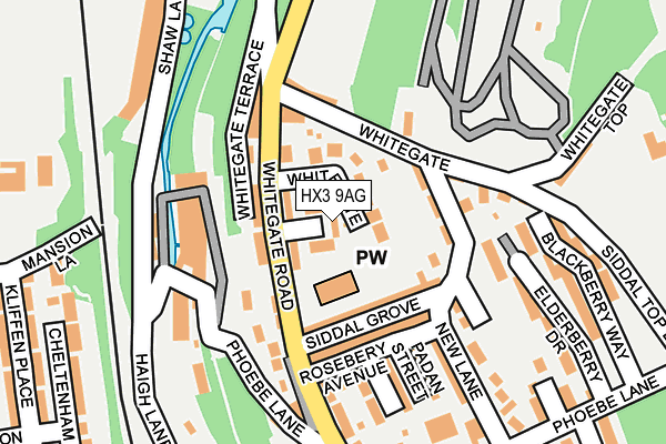 HX3 9AG map - OS OpenMap – Local (Ordnance Survey)