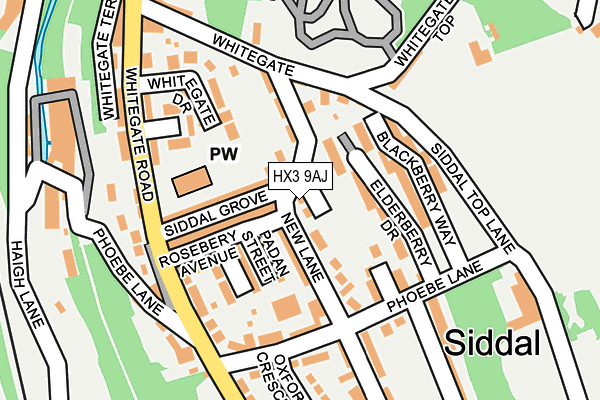 HX3 9AJ map - OS OpenMap – Local (Ordnance Survey)