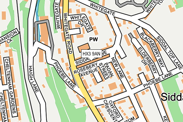 HX3 9AN map - OS OpenMap – Local (Ordnance Survey)