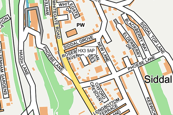 HX3 9AP map - OS OpenMap – Local (Ordnance Survey)