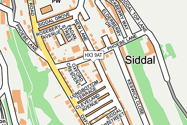 HX3 9AT map - OS OpenMap – Local (Ordnance Survey)