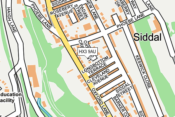 HX3 9AU map - OS OpenMap – Local (Ordnance Survey)