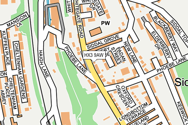 HX3 9AW map - OS OpenMap – Local (Ordnance Survey)