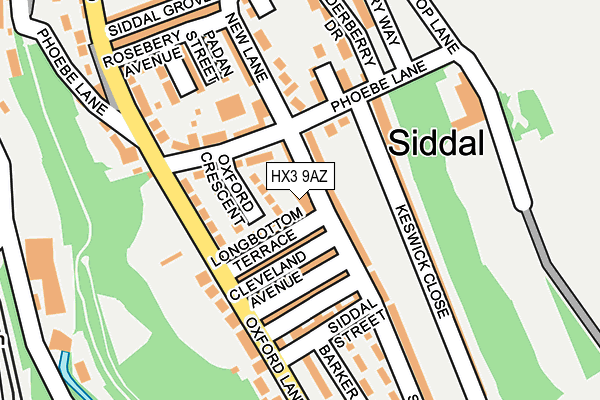 HX3 9AZ map - OS OpenMap – Local (Ordnance Survey)