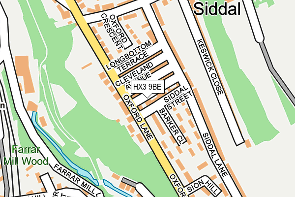 HX3 9BE map - OS OpenMap – Local (Ordnance Survey)