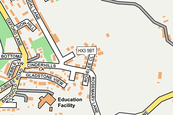 HX3 9BT map - OS OpenMap – Local (Ordnance Survey)